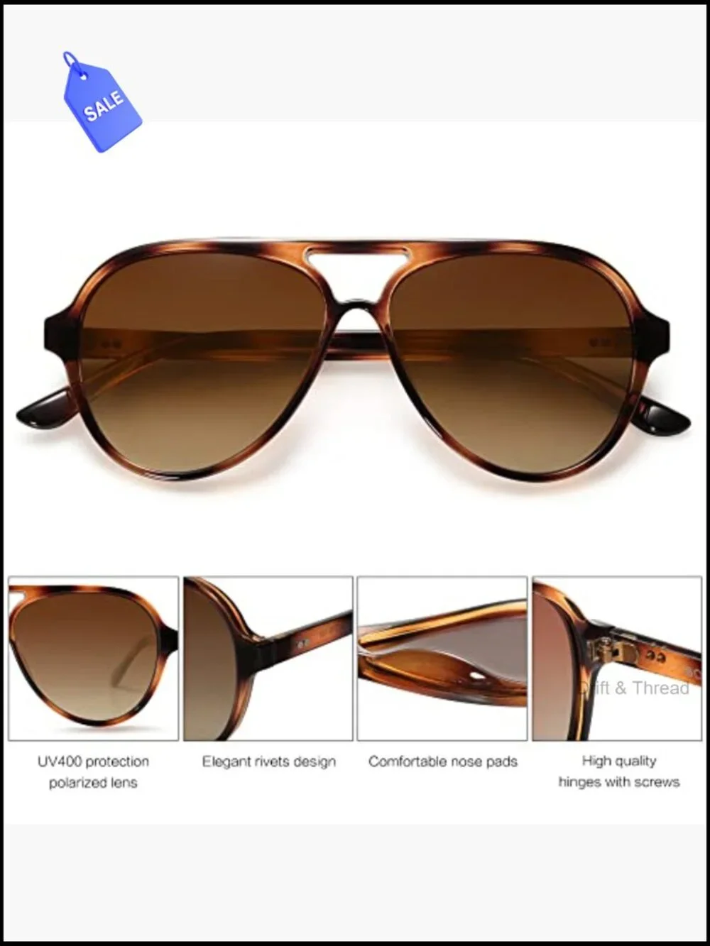 Classic Polarized Aviator Sunglasses UV400 for Women Men Retro Stylish Shades